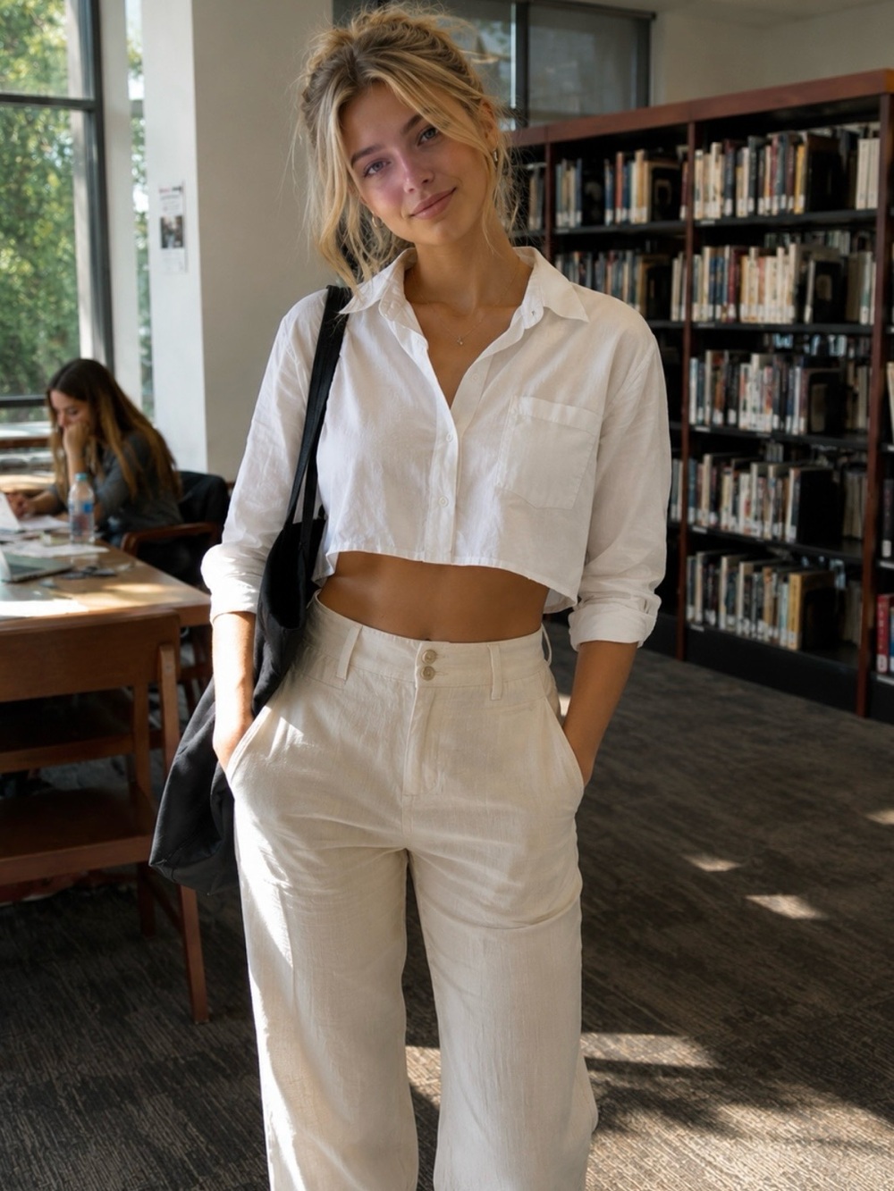 J. Jill beige stretch linen Wide-Leg Pants
